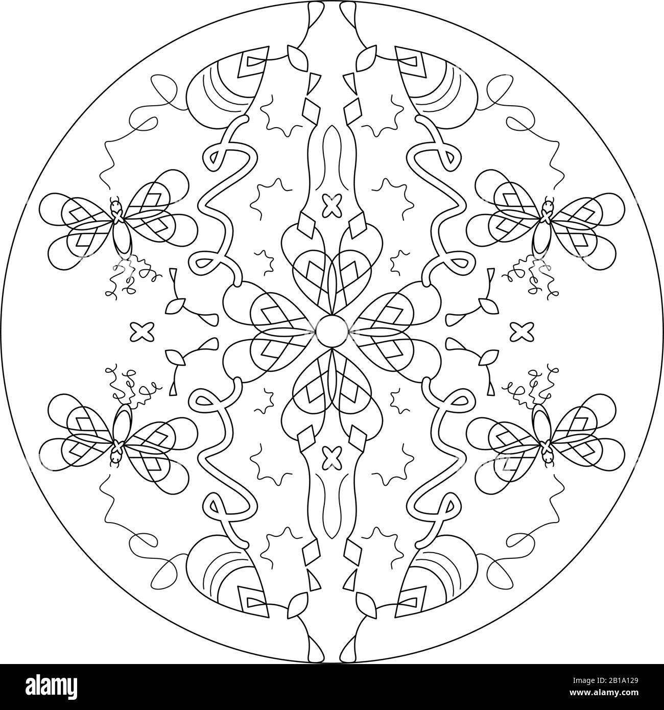 Mandala coloring page butterflies mandala illustration vector art therapy decorative element anti