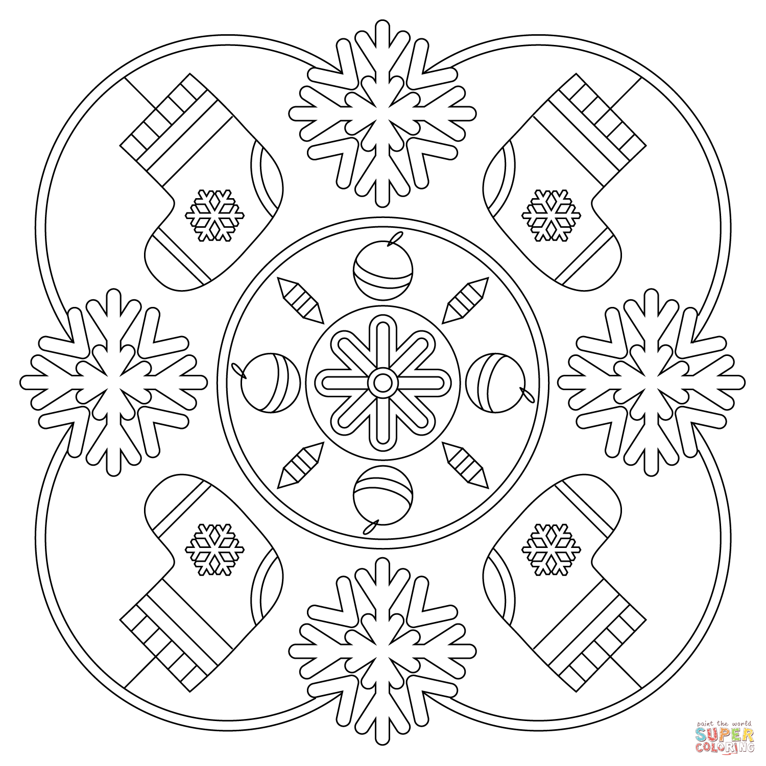 Winter mandala coloring page free printable coloring pages