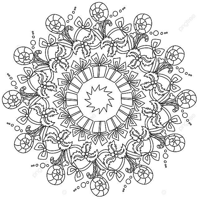 Holiday mandala coloring book with holly candy and gifts vector doodle vector winter png and vector with transparent background for free download