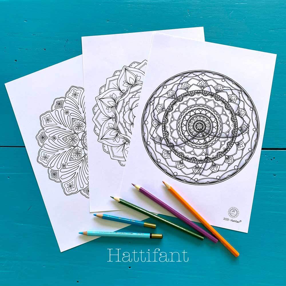 Autumn winter mandala coloring page bundle
