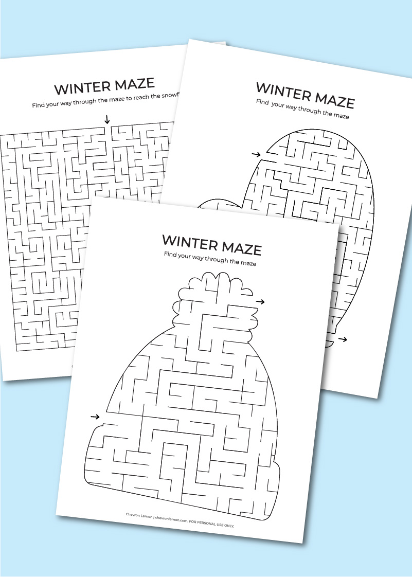 Printable winter mazes