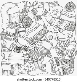 Hakuun pattern coloring book winter sketches warm liittyvã vektorikuva rojaltivapaa