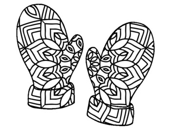 Christmas new year winter mittens coloring pages winter craft activity
