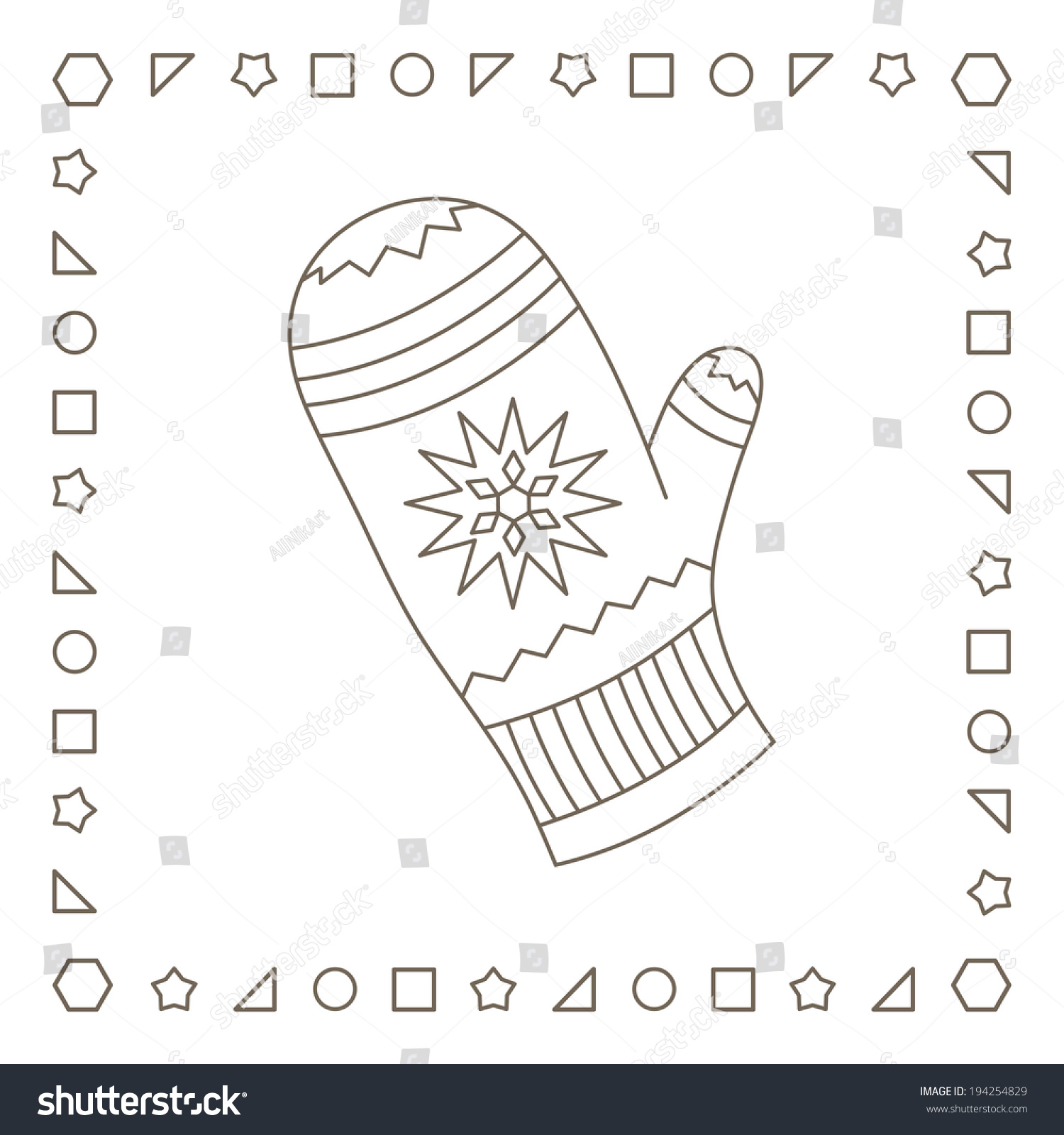 Mitten winter clothing coloring page coloring stock illustration