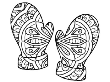 Christmas new year winter mittens coloring pages winter craft activity