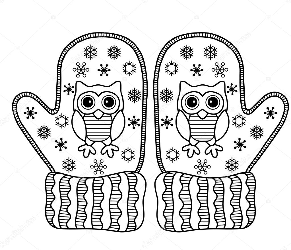 I love winter funny vector mittens in a doodle style greeting card coloring book page stock vector by natasha