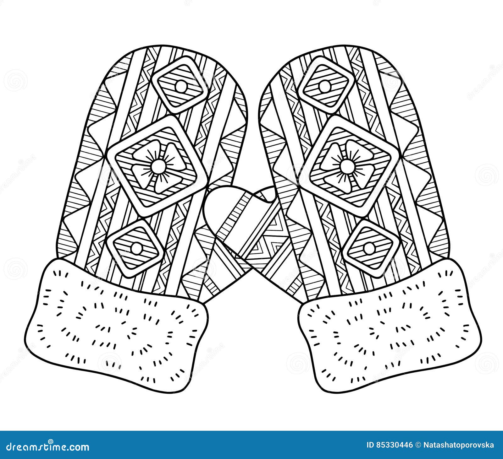 I love winter funny vector mittens vector coloring page stock vector