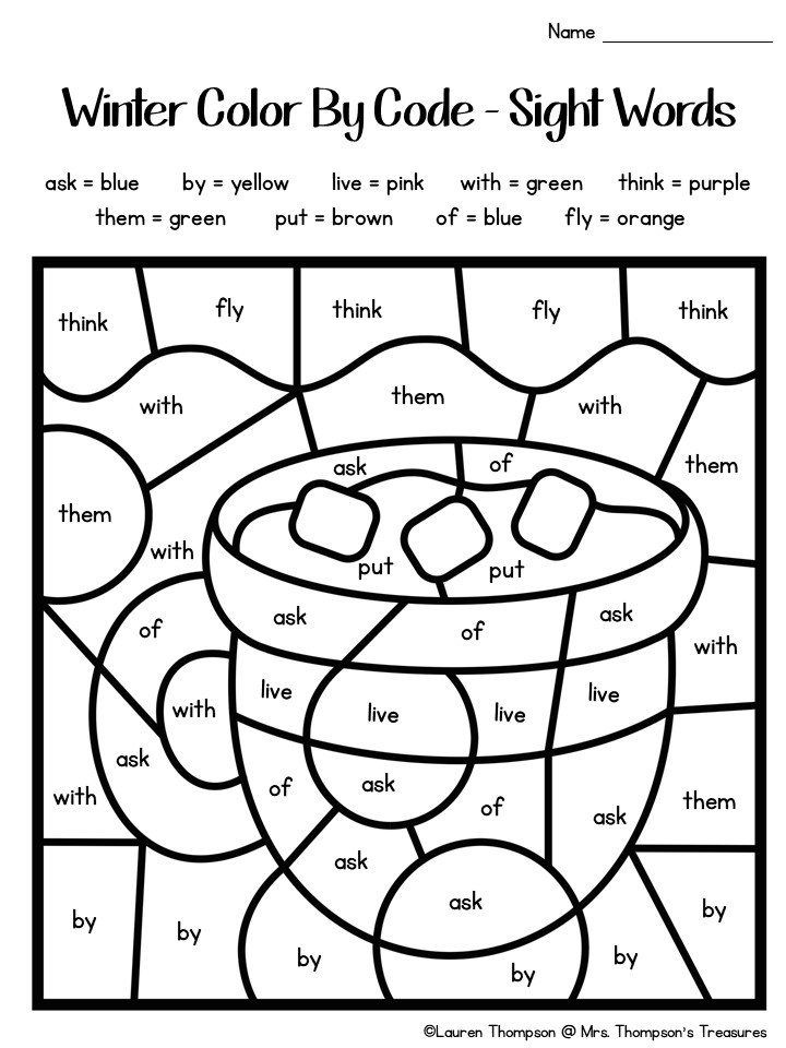 Winter color by code activities