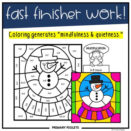 Winter color by number multiplication facts winter color by code multiplication winter math made by teachers