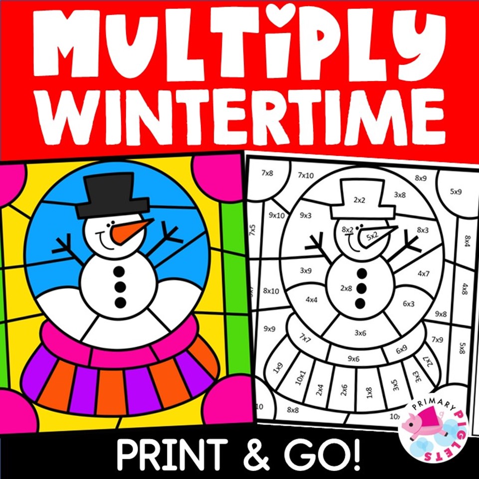 Winter math coloring pages