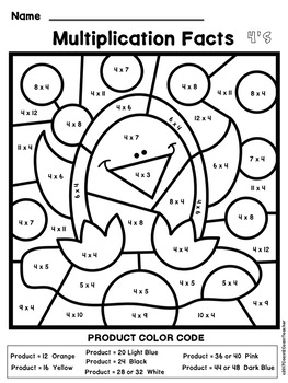 Winter math multiplication facts color by number by coast coast teacher