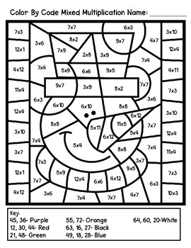 Freebie mixed multiplication color by number winter themed by miss t teaches