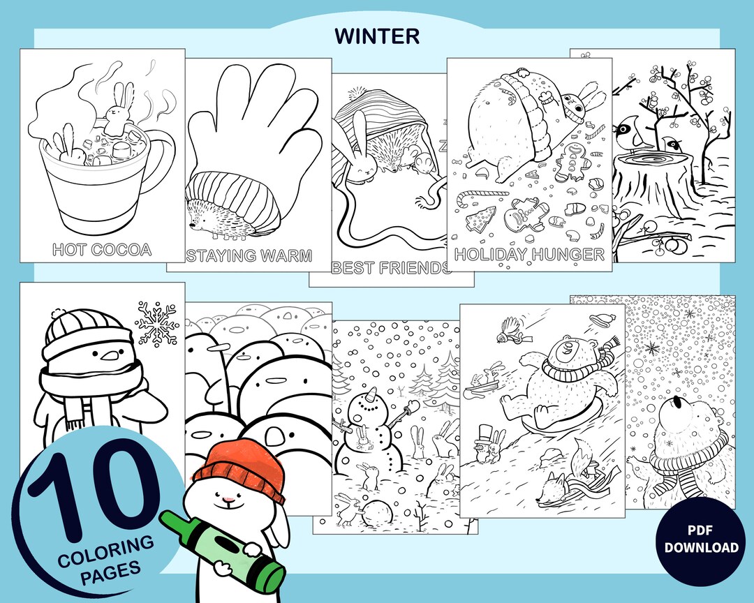 Printable winter coloring pages illustrations pdf