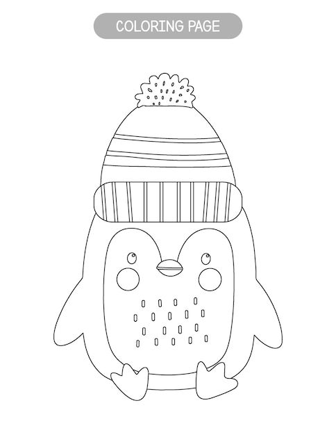 Premium vector penguin coloring page for kids cute winter penguin coloring worksheet for preschool and kinder