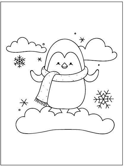 Funny looking penguins coloring pages with a title page