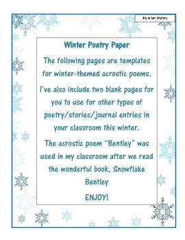 Winter poetry paper this packet includes templates for winter