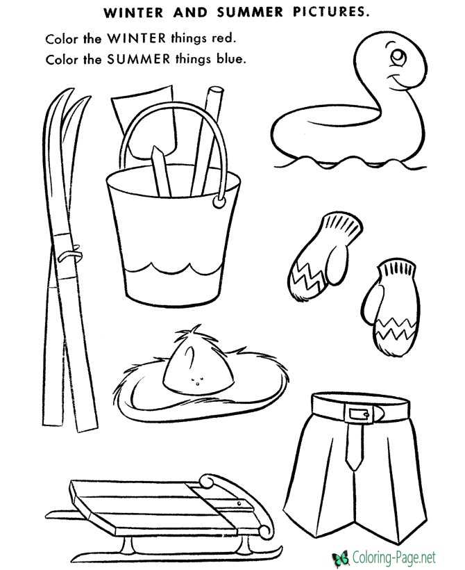 Preschool worksheet winter coloring pages