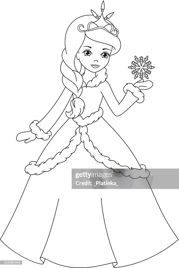 Winter princess coloring page high