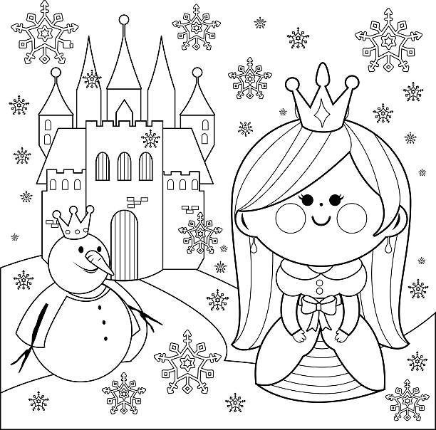 Winter princess coloring page stock illustrations royalty