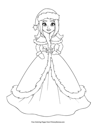 Christmas princess coloring page â free printable pdf from