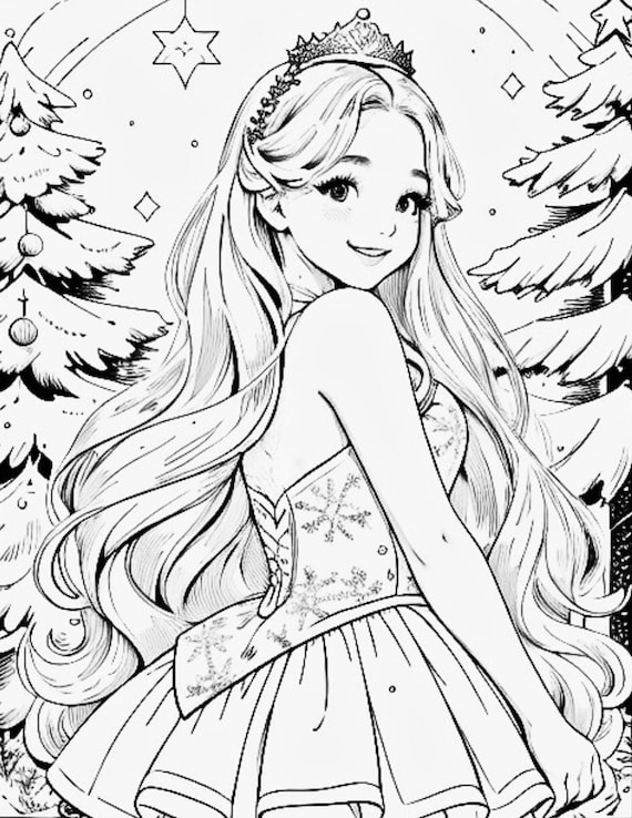 Winter princess coloring pages