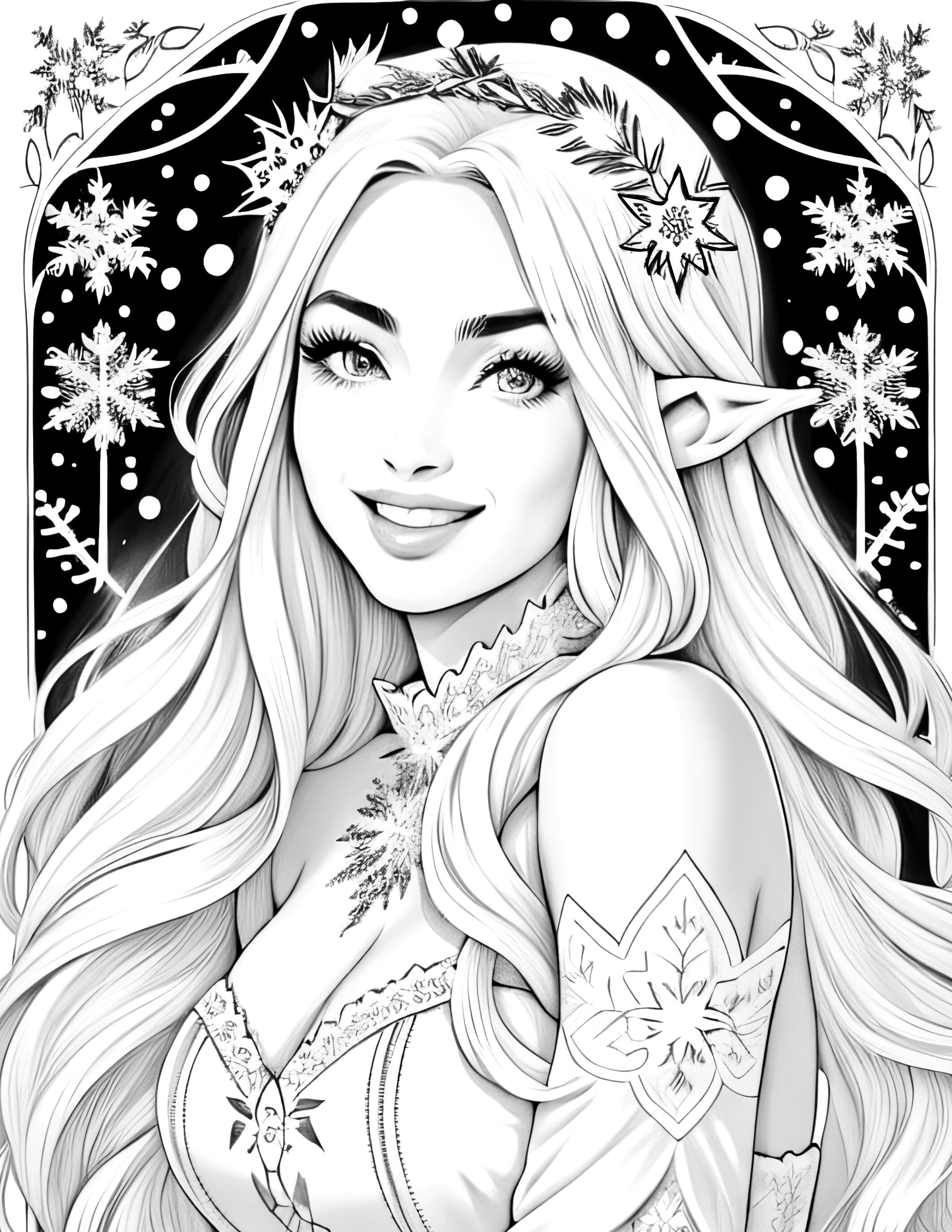 Winter elf princess coloring pages