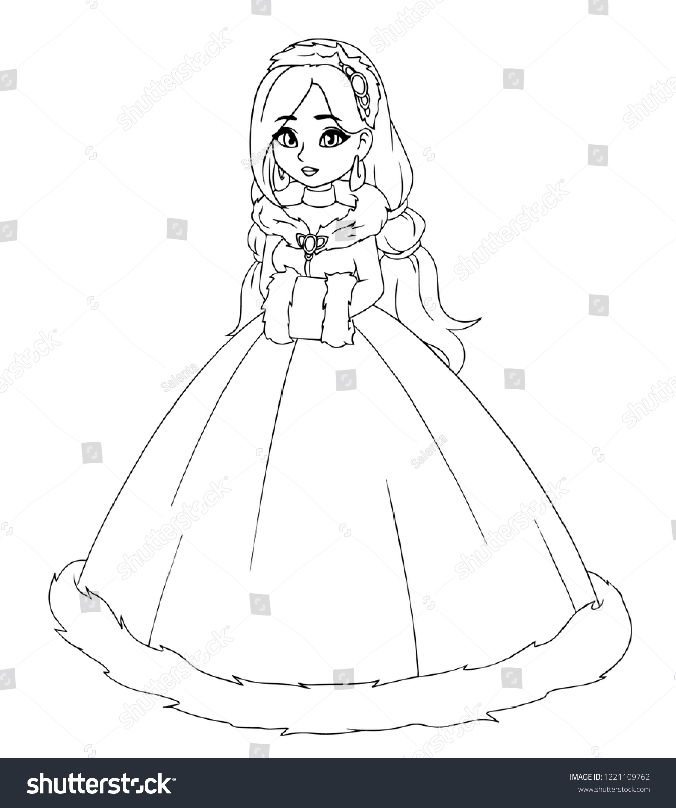Little princess girl winter dress isolated stockvektor royaltyfri