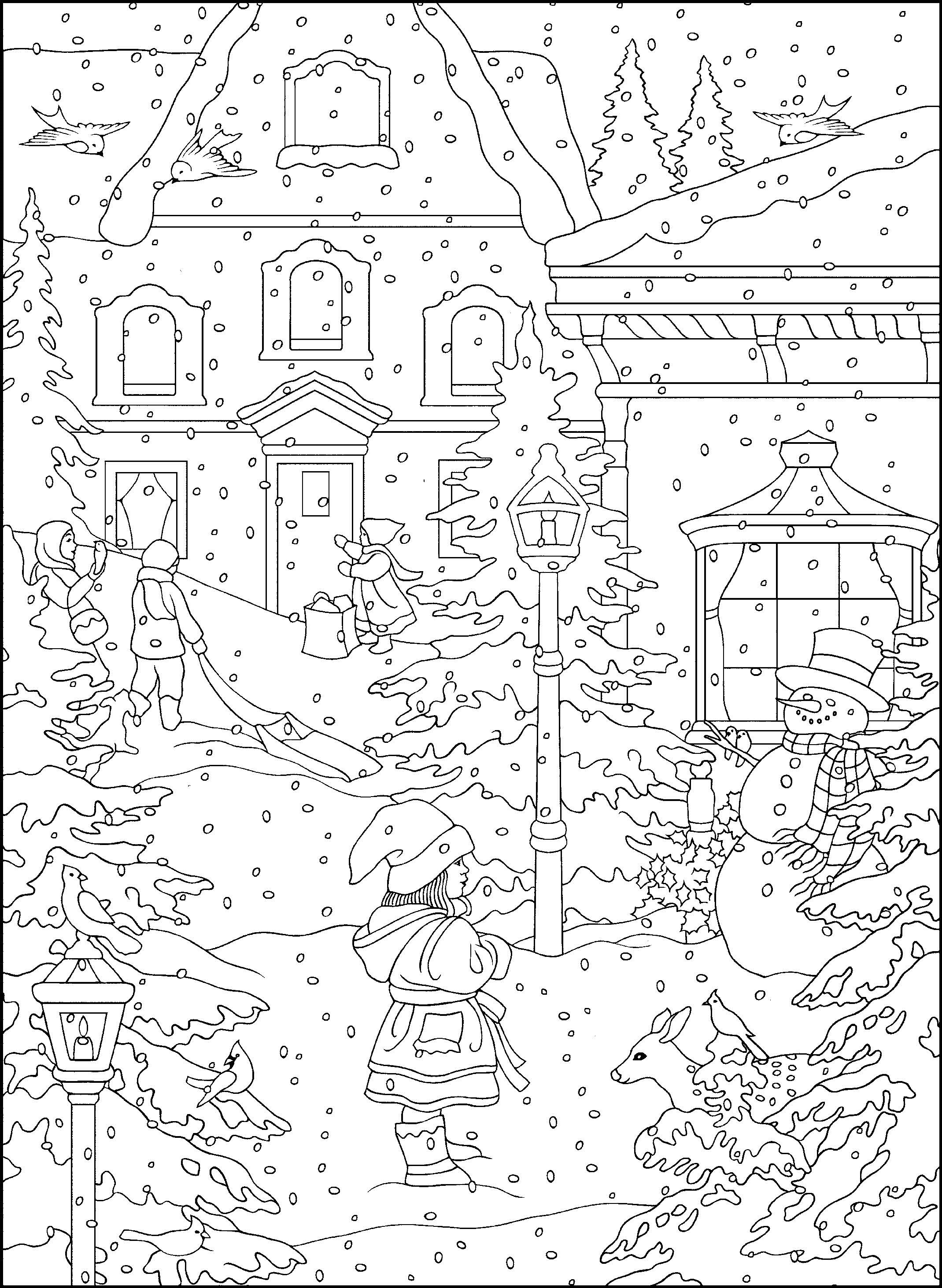 Winter coloring pages for adults