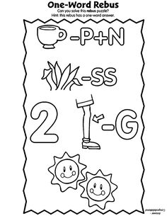 School ideas rebus puzzles brain teasers free coloring pages