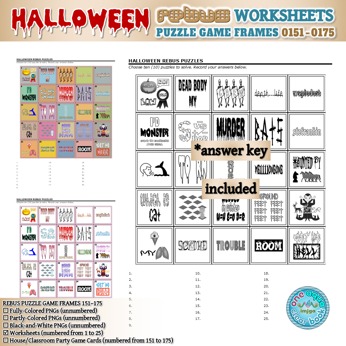 Halloween rebus puzzle game frames â worksheets made by teachers