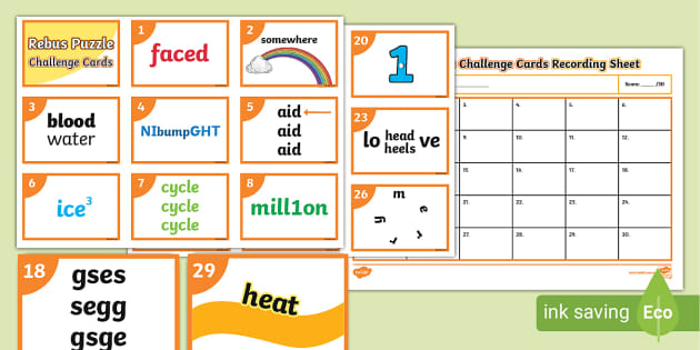 Rebus puzzle challenge cards lateral thinking resources