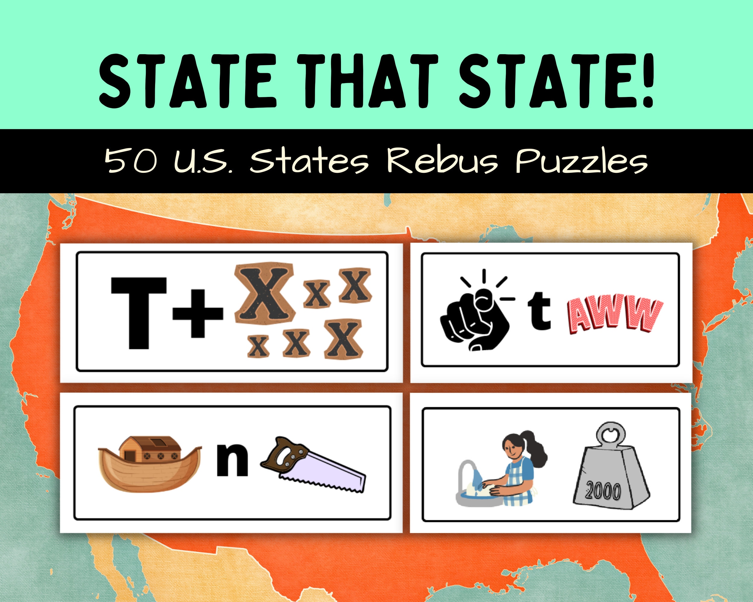 State rebus puzzles classroom activity brain break brain teaser us geography eslmathelasub plansearly finisherbell ringer