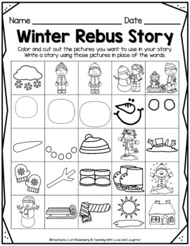 Winter rebus story free by teaching with love and laughter tpt