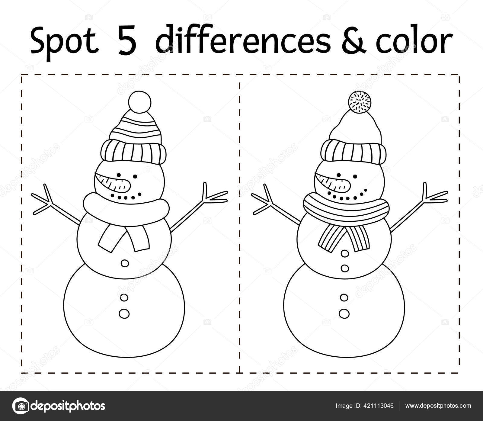 Christmas find differences color game children winter educational activity funny stock vector by lexiclaus
