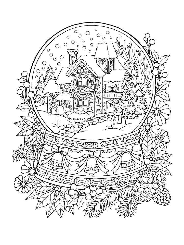 Snow globes coloring pages for adults