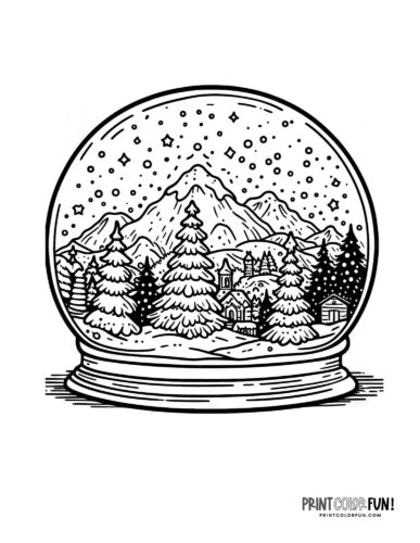 Snow globe clipart coloring pages for a magical holiday season at
