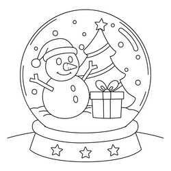 Snow globe coloring page vector images
