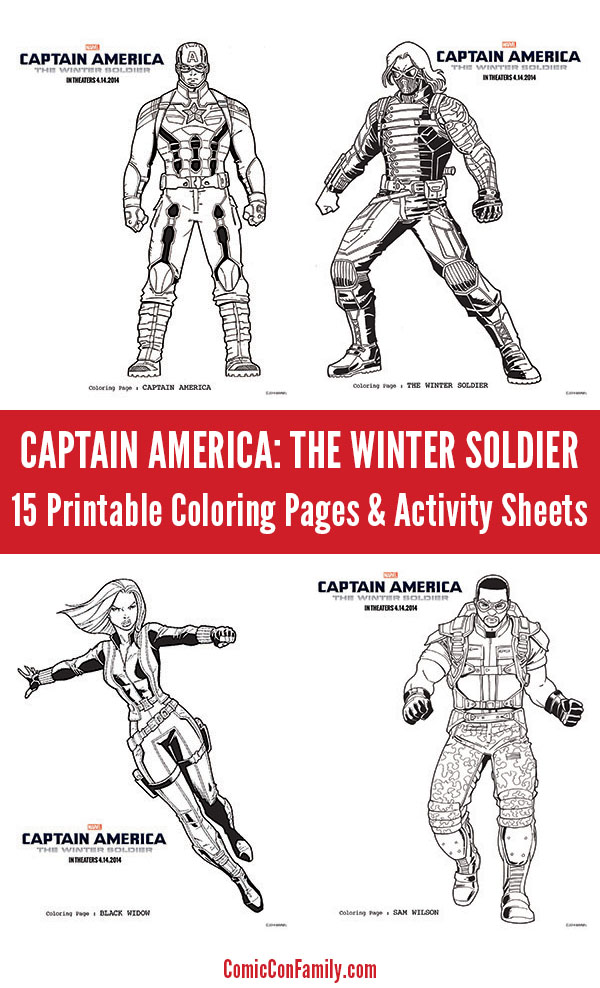 Captain america the winter soldier coloring pages activity sheets free printables