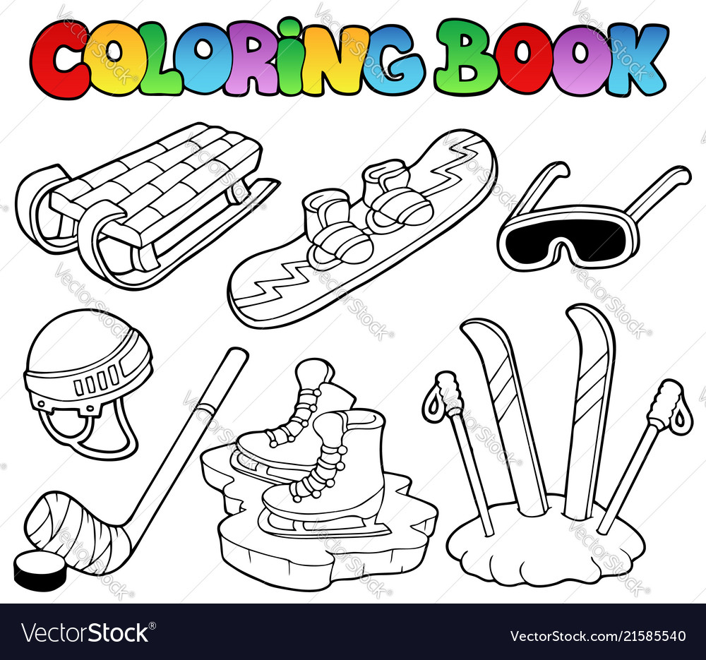 Coloring book winter sports gear royalty free vector image