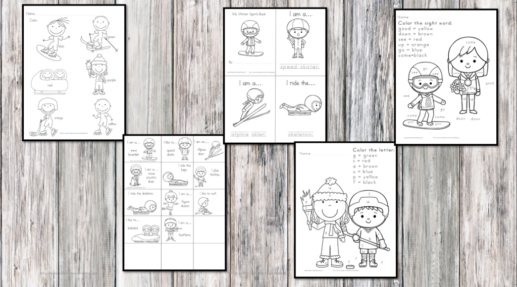 Free winter sports coloring pages mrs karles sight and sound reading