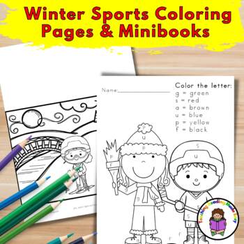 Winter sports coloring pages minibooks