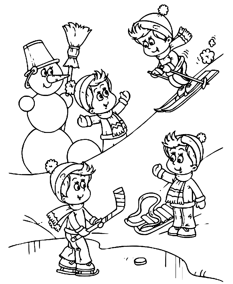 Winter sports coloring pages printable for free download