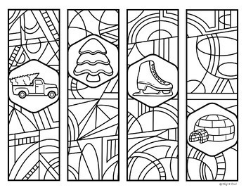 Winter bookmarks to color
