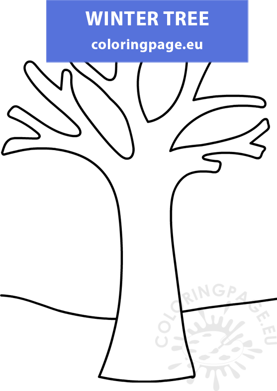 Free printable winter tree template coloring page
