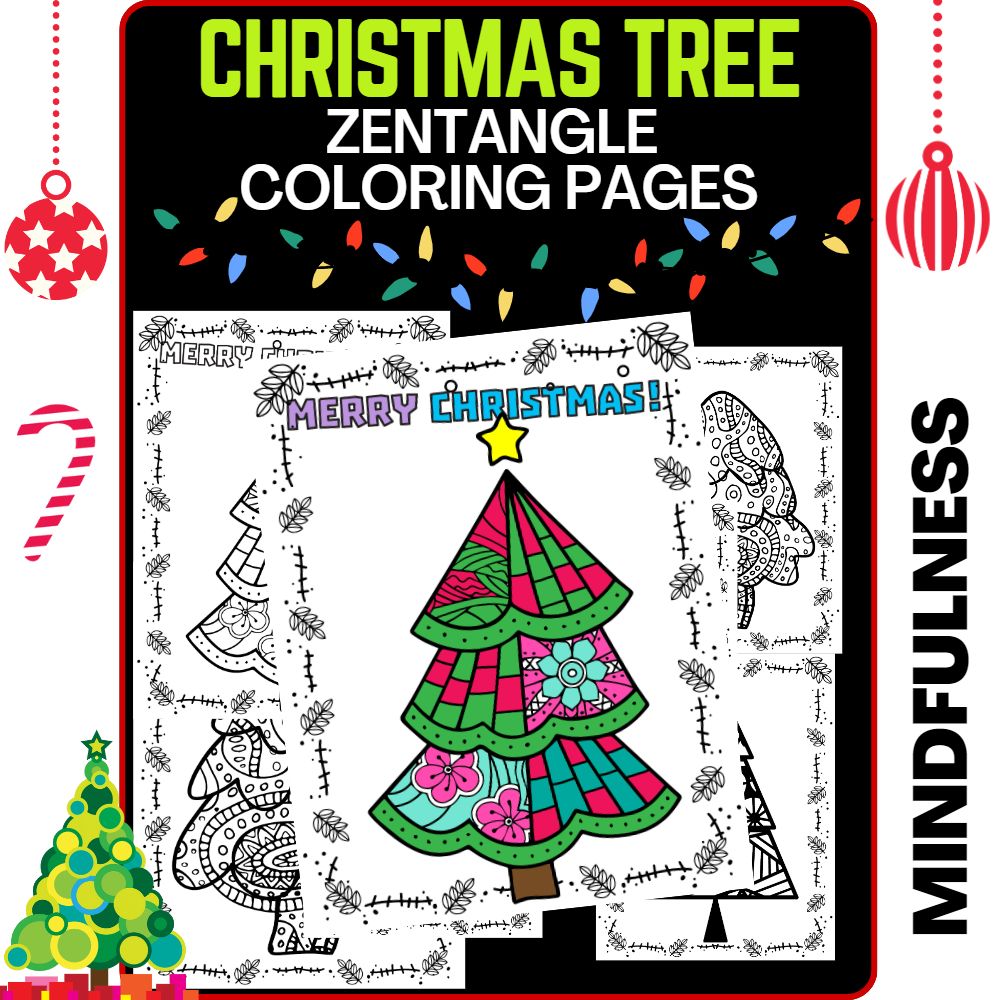 Winter tree zentangle mindfulness coloring pages winter made by teachers