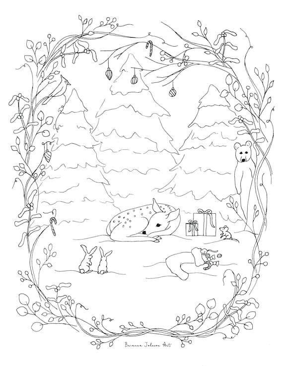 Buy printable christmas coloring page winter coloring page christmas tree coloring page holiday coloring page pdf animal colouring for kids online in india