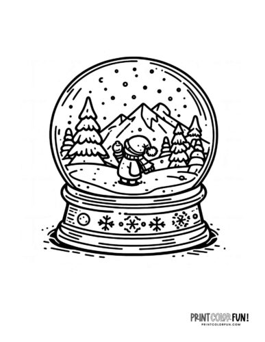 Snow globe clipart coloring pages for a magical holiday season at