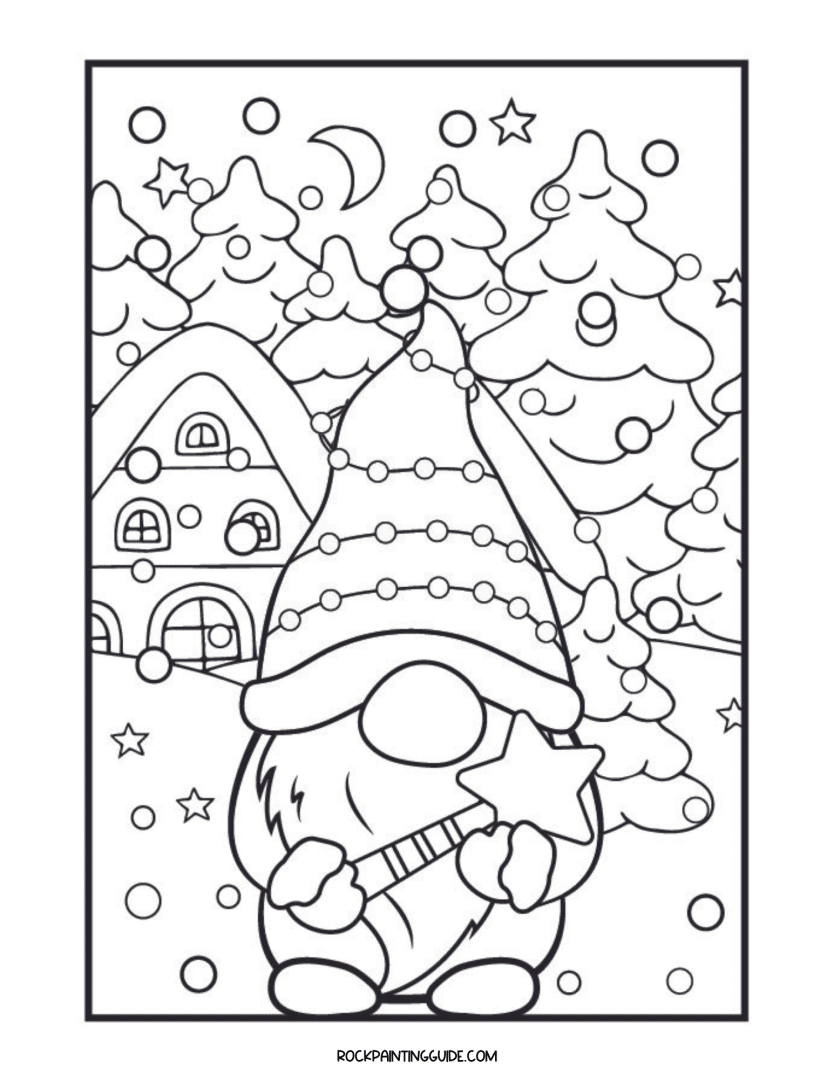 Cute christmas gnome coloring pages free printables