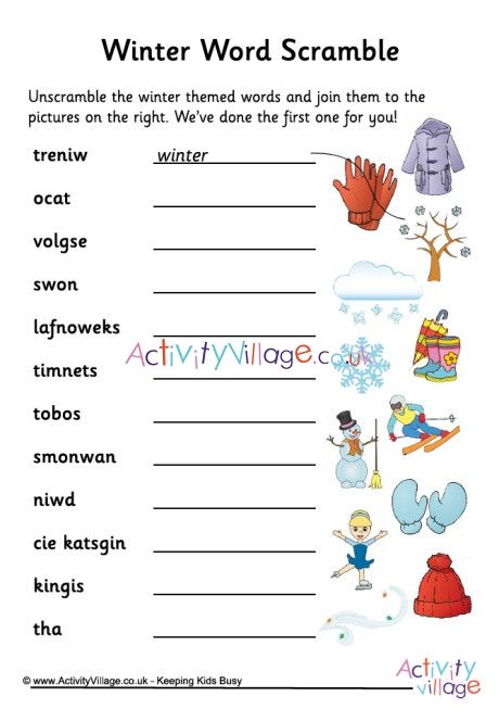 Winter word scramble winter words business for kids keeping kids busy