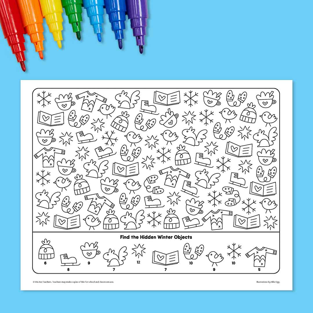 Winter seek and find free printable activity